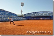 Центральный корт теннисного стадиона Stella Maris. Учебно-тренировочные сборы в Хорватии, август 2011